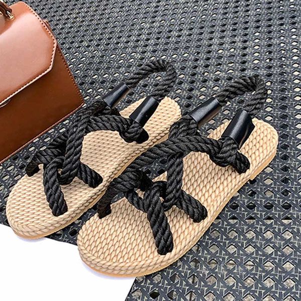 women hollow flat bottom low sandals straw soles comfortable casual open toe beach shoes for summer, Black
women hollow flat bottom low sandals straw soles comfortable casual open toe beach shoes for summer, Black