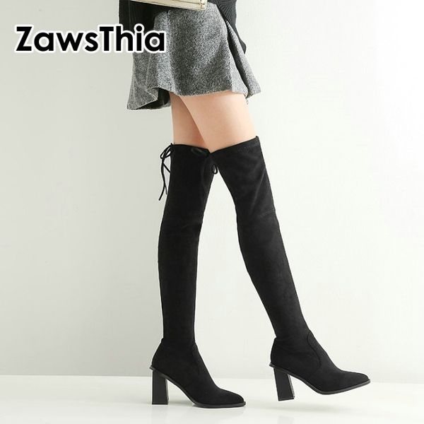boots zawsthia big size 43 women over the knee thigh high pointed toe block heels solid color stretch overknee, Black
boots zawsthia big size 43 women over the knee thigh high pointed toe block heels solid color stretch overknee, Black