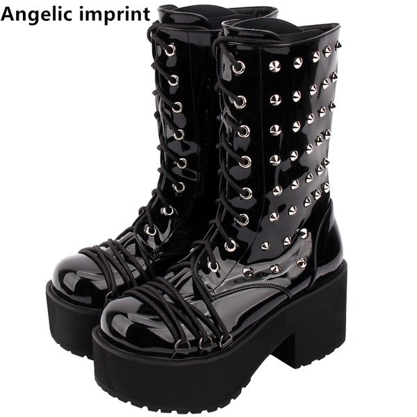 angelic imprint handmade mori girl women motorcycle punk boots lady lolita boots woman high trifle heels pumps shoes rivets 8cm, Black
angelic imprint handmade mori girl women motorcycle punk boots lady lolita boots woman high trifle heels pumps shoes rivets 8cm, Black