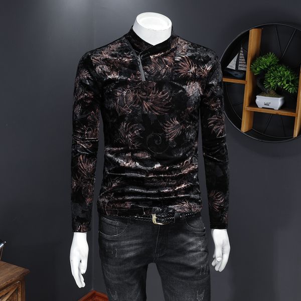 stand-up collar bottoming shirt men's rose printing long-sleeved t-shirt autumn and winter plus size social male pattern t-shirt trend, White;black
stand-up collar bottoming shirt men's rose printing long-sleeved t-shirt autumn and winter plus size social male pattern t-shirt trend, White;black