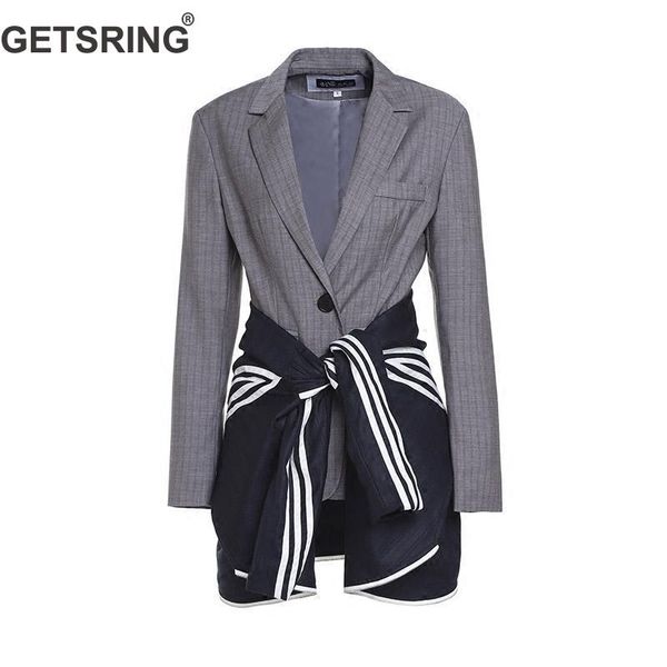women's suits & blazers getsring women suit blazer long sleeve single breasted coat striped bangage fake two all match woman spring, White;black
women's suits & blazers getsring women suit blazer long sleeve single breasted coat striped bangage fake two all match woman spring, White;black