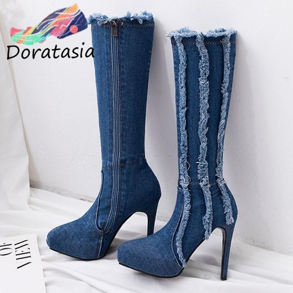 doratasia brand new women platform -round toe thin high heels knee high shoes 2020 fashion boots women denim boots, Black
doratasia brand new women platform -round toe thin high heels knee high shoes 2020 fashion boots women denim boots, Black
