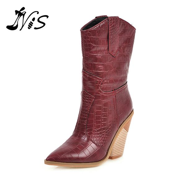 women's vintage thick high heel boots winter fashion fish scales pointed martin-boots short tube rider boots ladies casual, Black
women's vintage thick high heel boots winter fashion fish scales pointed martin-boots short tube rider boots ladies casual, Black
