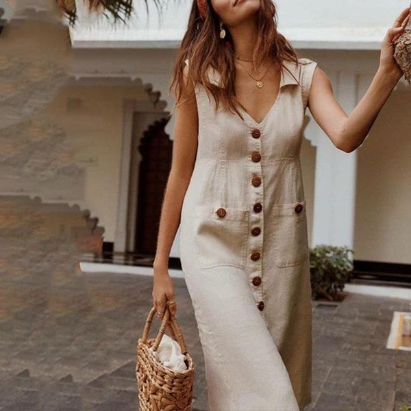 casual dresses deep v-neck dress women long button loose vestidos cotton linen boho beach tunic maxi, Black;gray
casual dresses deep v-neck dress women long button loose vestidos cotton linen boho beach tunic maxi, Black;gray