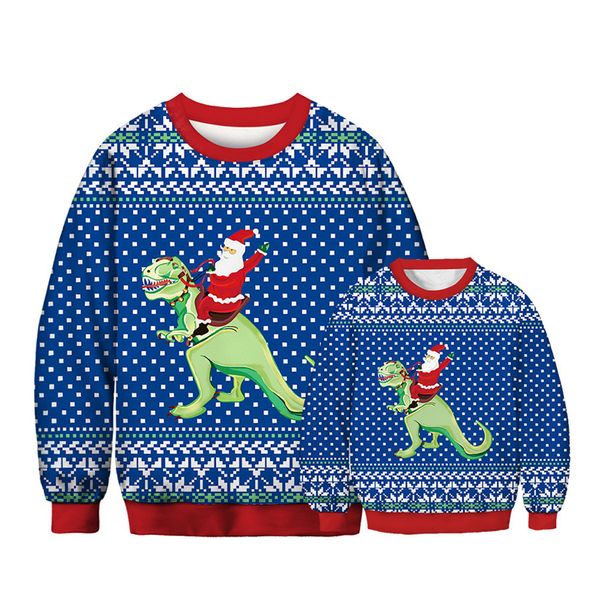 2020 popular christmas dinosaur digital print parent-child casual sweater european and american large sports baseball uniform, Blue
2020 popular christmas dinosaur digital print parent-child casual sweater european and american large sports baseball uniform, Blue