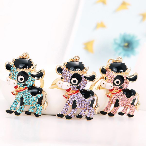 new creative fashion popular alloy crystal small cow keychain car key chains couple gift charm jewelry key ring, Silver
new creative fashion popular alloy crystal small cow keychain car key chains couple gift charm jewelry key ring, Silver