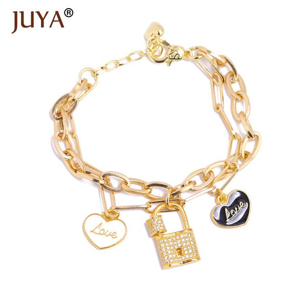 juya fashion charm bracelets cubic zircon double layer chain bracelet for women adjustable steampunk lock chunky chain bracelets, Black
juya fashion charm bracelets cubic zircon double layer chain bracelet for women adjustable steampunk lock chunky chain bracelets, Black