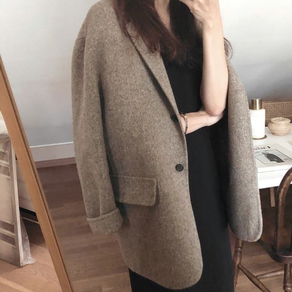 women's wool & blends plus size 2xl2021 winter fashion double faced woolen blazer women loose coat, Black
women's wool & blends plus size 2xl2021 winter fashion double faced woolen blazer women loose coat, Black