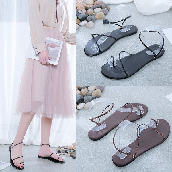 2020 new style sandals women's flat split toe casual simple students korean-style seaside holiday rome beach-style sandals, Black
2020 new style sandals women's flat split toe casual simple students korean-style seaside holiday rome beach-style sandals, Black