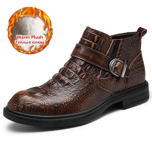 leather business men's boots autumn winter warm fur snow boots crocodile pattern men ankle men's shoes 47, Black
leather business men's boots autumn winter warm fur snow boots crocodile pattern men ankle men's shoes 47, Black