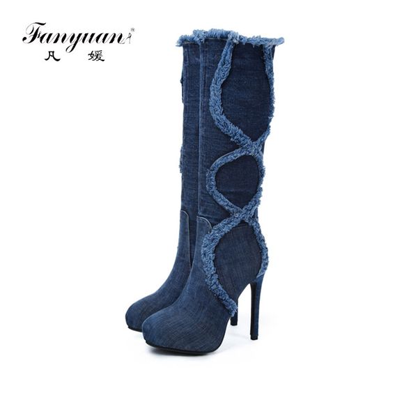 fanyuan autumn new arrival fashion decorating knee high boots women concise denim boots thin high heels shoes woman 33-43, Black
fanyuan autumn new arrival fashion decorating knee high boots women concise denim boots thin high heels shoes woman 33-43, Black
