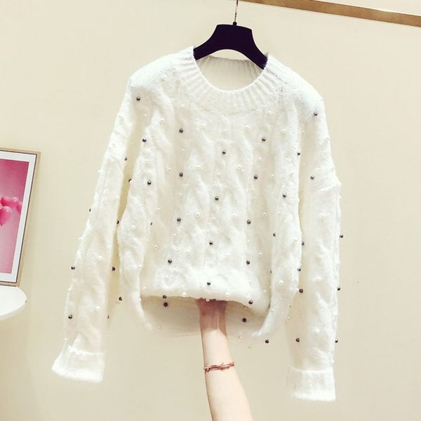 fashion pearl decoration twist sweater women 2020 new autumn winter solid color o neck pullovers knitted casual sweaters, White;black
fashion pearl decoration twist sweater women 2020 new autumn winter solid color o neck pullovers knitted casual sweaters, White;black