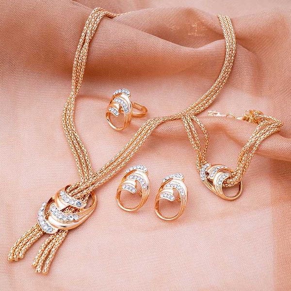 new arrival golden swirl shape jewelry sets necklace earring bracelet ring fashion jewelry with crystal for women wedding gift, Silver
new arrival golden swirl shape jewelry sets necklace earring bracelet ring fashion jewelry with crystal for women wedding gift, Silver