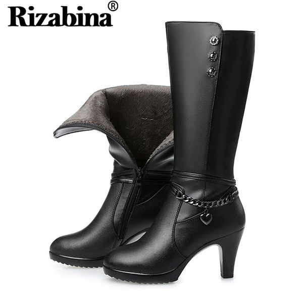 rizabina genuine leather women knee high boots side zipper high heels shoes winter warm plush boots women footwear size 35-40, Black
rizabina genuine leather women knee high boots side zipper high heels shoes winter warm plush boots women footwear size 35-40, Black