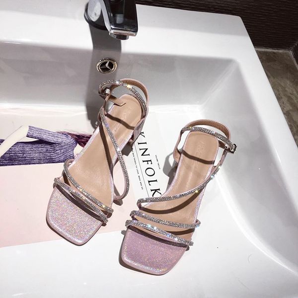 women sandals rhinestone ladies sandals bling narrow band slides fashion summer dress shoes thick mid heels pumps shoes, Black
women sandals rhinestone ladies sandals bling narrow band slides fashion summer dress shoes thick mid heels pumps shoes, Black