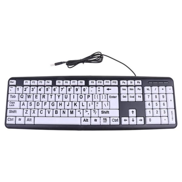usb wired pc computer gaming keyboard high contrast large print white keys black letter for old people visual impairments people
usb wired pc computer gaming keyboard high contrast large print white keys black letter for old people visual impairments people