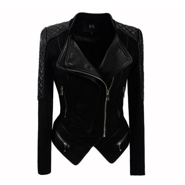 women punk short pu leather jacket slim suede patchwork plaid lapel zipper autumn motor rock street jackets 2020 hot, Black
women punk short pu leather jacket slim suede patchwork plaid lapel zipper autumn motor rock street jackets 2020 hot, Black