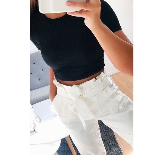 gaoke 2020 summer women fashion crop shirt solid color o-neck short sleeve t-shirt women casual tees, White
gaoke 2020 summer women fashion crop shirt solid color o-neck short sleeve t-shirt women casual tees, White