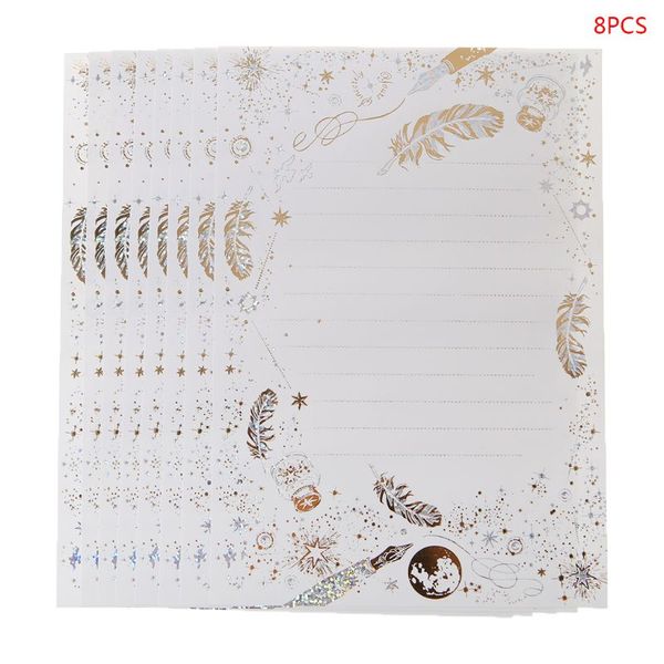 gift wrap 8 sheets high-end vintage bronzing feather blessing letter paper pad writing office school supplies
gift wrap 8 sheets high-end vintage bronzing feather blessing letter paper pad writing office school supplies