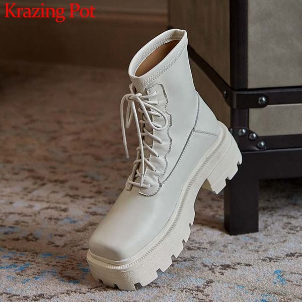 krazing pot genuine leather square toe keep warm motorcycle platform keep warm gentlewomen cross-tied lace up ankle boots l09, Black
krazing pot genuine leather square toe keep warm motorcycle platform keep warm gentlewomen cross-tied lace up ankle boots l09, Black