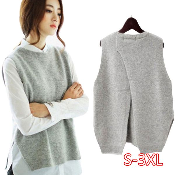 2020 the new cashmere vest back to open the knit vest woman round neck loose jacket sweater coat waistcoat, Black;white
2020 the new cashmere vest back to open the knit vest woman round neck loose jacket sweater coat waistcoat, Black;white