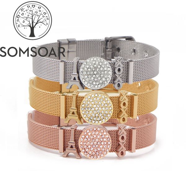 somsoar jewelry eiffel tower & xoxo slide ing charms bracelet set stainless steel mesh bracelet bangle as gift, Golden;silver
somsoar jewelry eiffel tower & xoxo slide ing charms bracelet set stainless steel mesh bracelet bangle as gift, Golden;silver