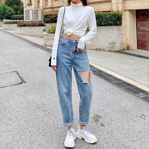 women's jeans hcbless 2021 autumn loose broken old pants versatile jens trousers, Blue
women's jeans hcbless 2021 autumn loose broken old pants versatile jens trousers, Blue