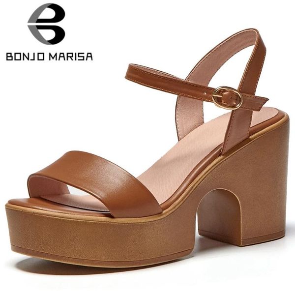 bonjomarisa ladies office elegant high block heels concise genuine leather sandals women summer platform shoes woman, Black
bonjomarisa ladies office elegant high block heels concise genuine leather sandals women summer platform shoes woman, Black