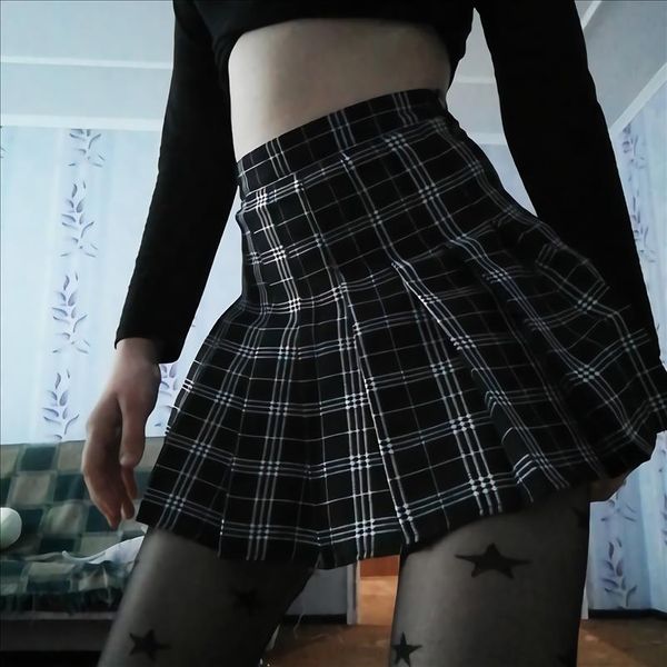 summer plaid pleated women mini skirts harajuku female empire casual japanese kawaii cute skirts student uniform sailor skirt, Black 
summer plaid pleated women mini skirts harajuku female empire casual japanese kawaii cute skirts student uniform sailor skirt, Black