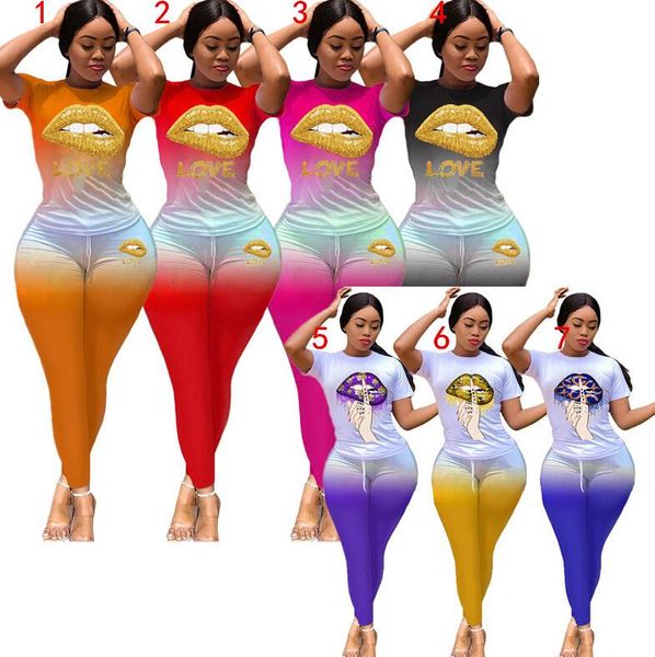 women clothes lips print tracksuit t-shirt pants outfit trouser sweatsuit gradient tees suit summer fashion sports clothing new d81009, Gray
women clothes lips print tracksuit t-shirt pants outfit trouser sweatsuit gradient tees suit summer fashion sports clothing new d81009, Gray