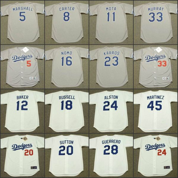 8 gary carter 11 manny mota 16 hideo nomo 23 eric karros 33 eddie murray baseball jersey, Black
8 gary carter 11 manny mota 16 hideo nomo 23 eric karros 33 eddie murray baseball jersey, Black