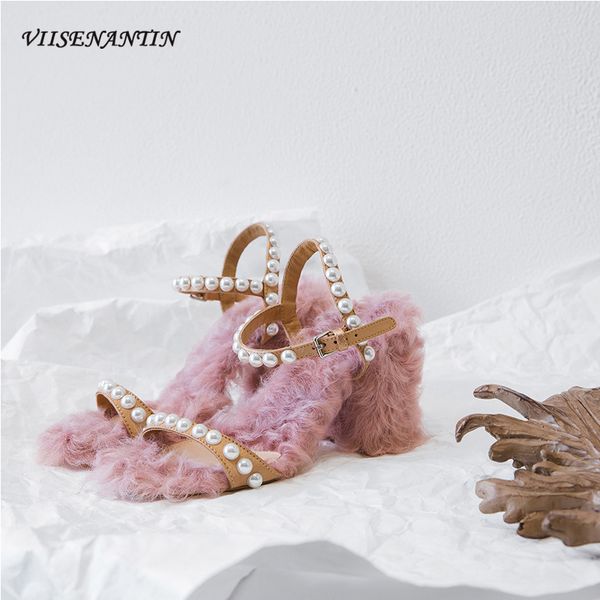 new sheep curly pink pearl open toe elegant sweet pink fur sandals thick heel ankle buckle sandals fashion high heels women, Black
new sheep curly pink pearl open toe elegant sweet pink fur sandals thick heel ankle buckle sandals fashion high heels women, Black