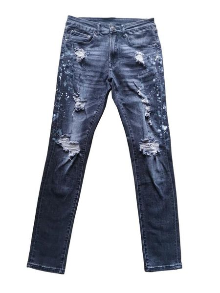 men's jeans skinny men splash-ink hole stretch fashion ripped denim pencil pants wild tide, Blue
men's jeans skinny men splash-ink hole stretch fashion ripped denim pencil pants wild tide, Blue