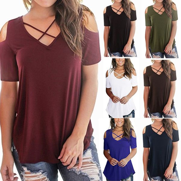 women's t-shirt casual off shoulder loose t shirt summer women short sleeve cross white blue tee shirts fashion ladies black plus size
women's t-shirt casual off shoulder loose t shirt summer women short sleeve cross white blue tee shirts fashion ladies black plus size