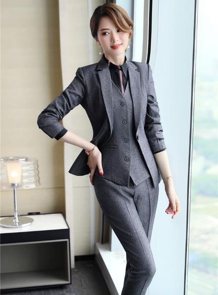 novelty gray formal professional business suits with jackets and pants 2020 spring autumn ladies pants suits female blazer sets, White
novelty gray formal professional business suits with jackets and pants 2020 spring autumn ladies pants suits female blazer sets, White