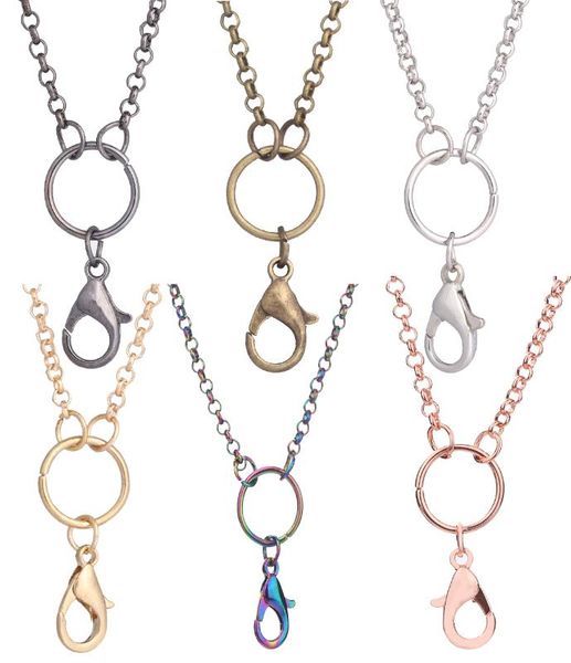 

1pcs 60cm 2.5mm width 6 colors copper link rolo chain long necklace chain for floating locket pendant diy jewelry making, Silver