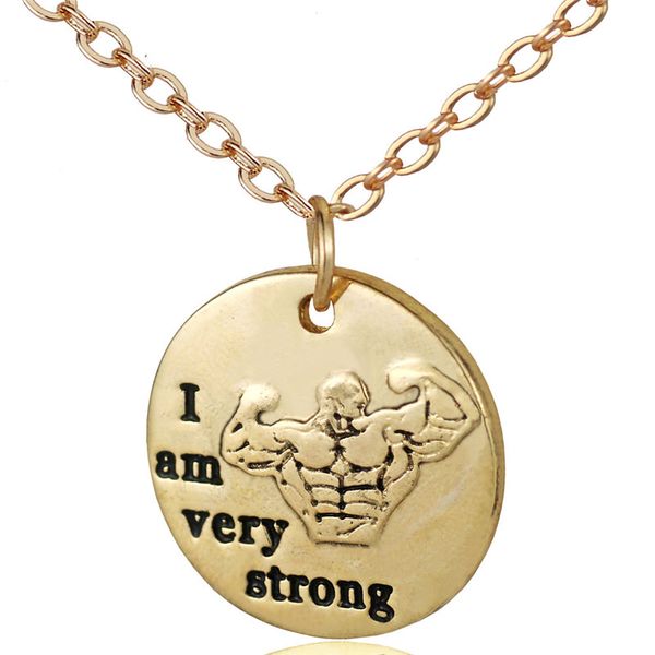 inspirational pendant necklace fitness gym gold color i am very strong charm necklace women handmade jewelry, Silver
inspirational pendant necklace fitness gym gold color i am very strong charm necklace women handmade jewelry, Silver