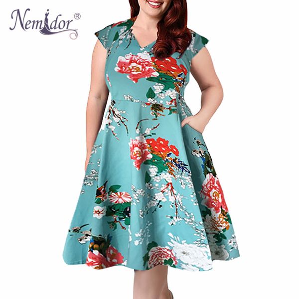 nemidor 2020 women casual print short sleeve elegant party a-line dress v-neck plus size 7xl 8xl 9xl retro swing dress, Black;gray
nemidor 2020 women casual print short sleeve elegant party a-line dress v-neck plus size 7xl 8xl 9xl retro swing dress, Black;gray
