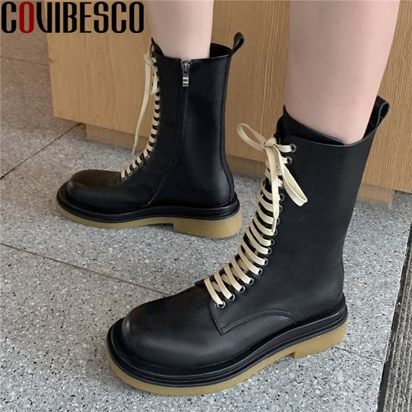 covibesco 2020 genuine leather round toe women mid-calf boots platform cross tied thick heels pumps wedding shoes woman heels, Black
covibesco 2020 genuine leather round toe women mid-calf boots platform cross tied thick heels pumps wedding shoes woman heels, Black