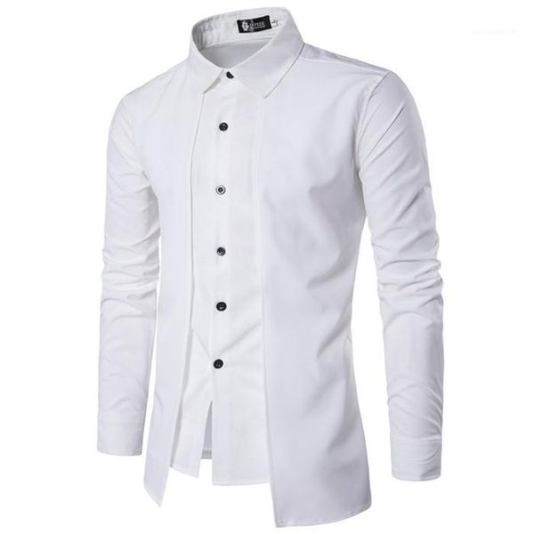 sleeve lapel fake two personalized double placket fashion homme shirts mens casual solid color shirt long, White;black
sleeve lapel fake two personalized double placket fashion homme shirts mens casual solid color shirt long, White;black