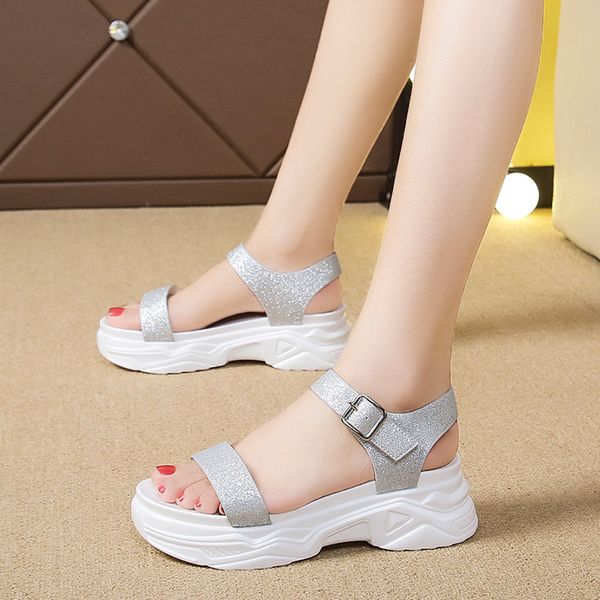 2020 concise muffin thick-soled 5cm sandals female summer korean students fashion beach roman soles women shoes flat, Black
2020 concise muffin thick-soled 5cm sandals female summer korean students fashion beach roman soles women shoes flat, Black