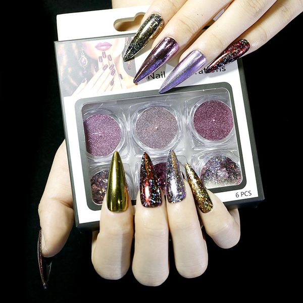 6 colors / 1 set of nail powder chameleon mirror magic mirror powder glitter nail decoration laser, Silver;gold
6 colors / 1 set of nail powder chameleon mirror magic mirror powder glitter nail decoration laser, Silver;gold