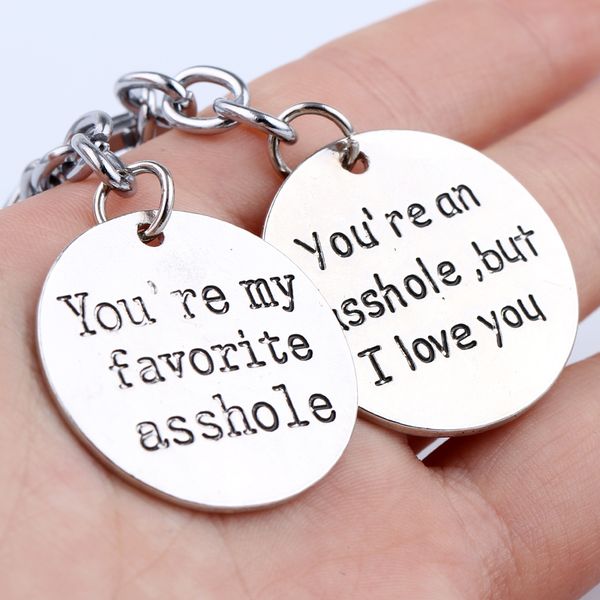 you're my favorite asshole,you're an asshole,but i love you couple lovers pendant keyring key chain lover key chain, Silver
you're my favorite asshole,you're an asshole,but i love you couple lovers pendant keyring key chain lover key chain, Silver