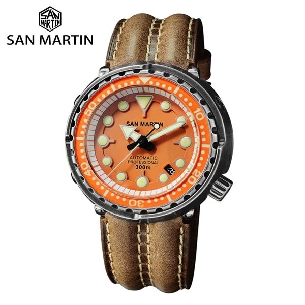 san martin dive retro black armor tuna men's automatic mechanical watch 30 bar waterproof stainless steel sapphire date window 0924, Slivery;brown
san martin dive retro black armor tuna men's automatic mechanical watch 30 bar waterproof stainless steel sapphire date window 0924, Slivery;brown