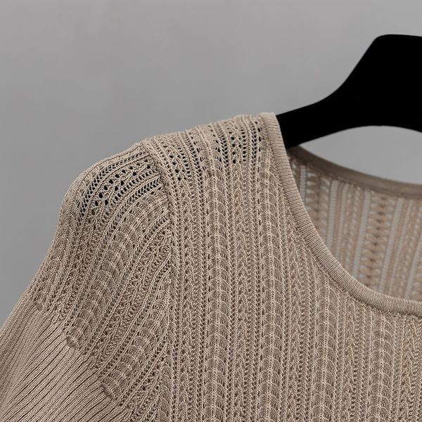 hollow out summer women t shirt fashion knitted short sleeves o neck basic ribbed female t-shirt
hollow out summer women t shirt fashion knitted short sleeves o neck basic ribbed female t-shirt
