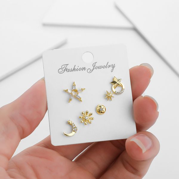 fashion clssic micro shiny crystal star stud earrings sets korean design 6 pcs small star moon sets earrigns for women jewellery, Blue;gray
fashion clssic micro shiny crystal star stud earrings sets korean design 6 pcs small star moon sets earrigns for women jewellery, Blue;gray