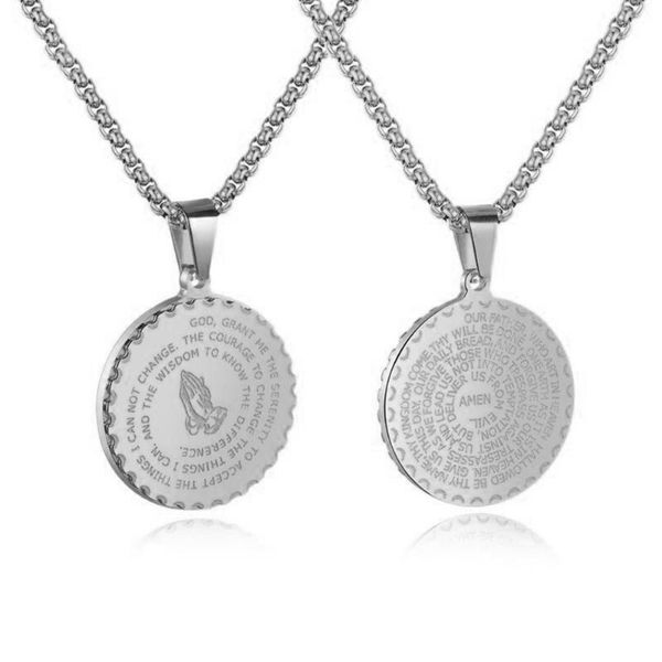 women men round pendant retro daily gift stainless steel long anti corrosion exquisite necklace religious praying hands prayer, Silver
women men round pendant retro daily gift stainless steel long anti corrosion exquisite necklace religious praying hands prayer, Silver