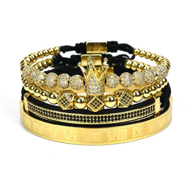 4pcs/set classical handmade braiding bracelet gold hip hop men pave cz zircon crown roman numeral bracelet luxury jewelry
4pcs/set classical handmade braiding bracelet gold hip hop men pave cz zircon crown roman numeral bracelet luxury jewelry