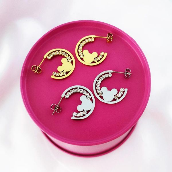 cartoon kawaii mouse stud earrings titanium stainless steel inlaid zircon earrings rose gold color fashion trendy women jewelry, Golden;silver
cartoon kawaii mouse stud earrings titanium stainless steel inlaid zircon earrings rose gold color fashion trendy women jewelry, Golden;silver