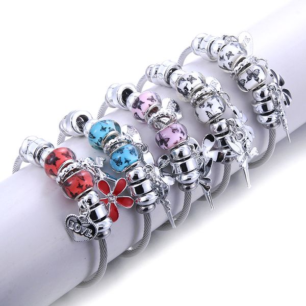 no fade color beaded pendant bracelet heart-shaped flower angel pendant charm bracelets pan adjustable diy jewelry women gift, Black
no fade color beaded pendant bracelet heart-shaped flower angel pendant charm bracelets pan adjustable diy jewelry women gift, Black